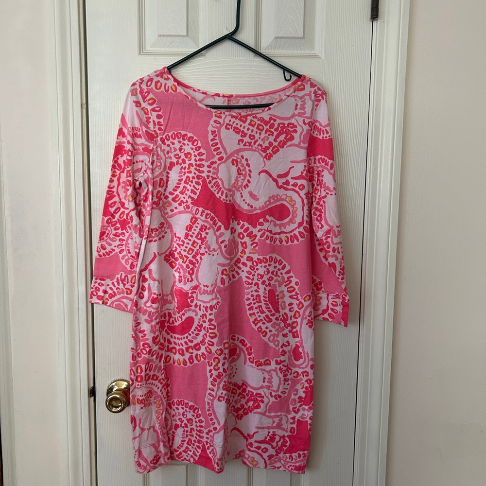 Lilly Pulitzer Pink and White Long Sleeve Dress